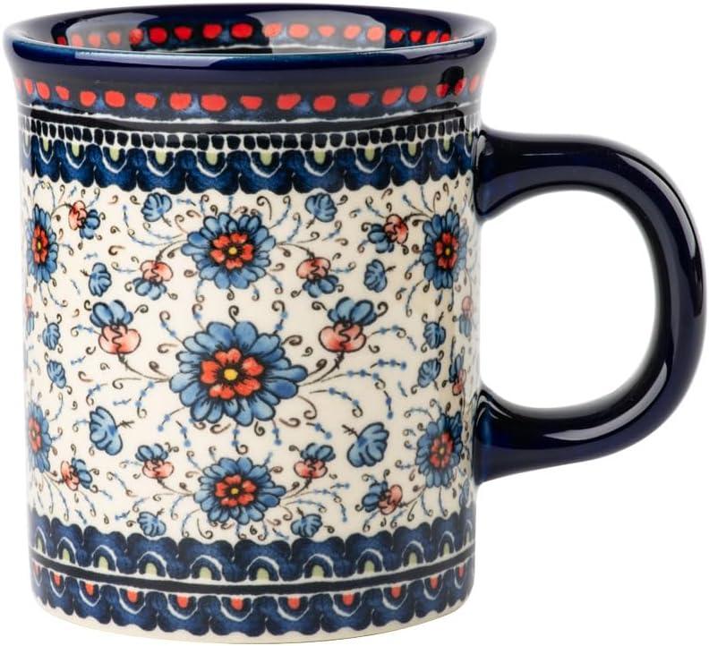 Pottery Coffee Mug,14oz, Hand Painted Ceramic Tea Cups with Unique Design for Hot or Cold Drinks (Blueberry grass)
