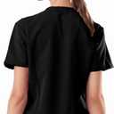 SUNME Scrubs Tops for Woman, Soft V-Neck Scrubs Top with 3 Pockets, Semi-Slim Fit Medical Scrub Top (Black, S)