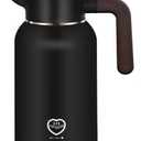 Thermal Coffee Carafe 70 oz - 12 Hour Hot Stainless Steel Carafes for Hot Liquids-Insulated Coffee Carafes For Keeping Hot/Cold Coffee, Tea, Water,Milk, Creamer Dispenser for Coffee Bar(Black)