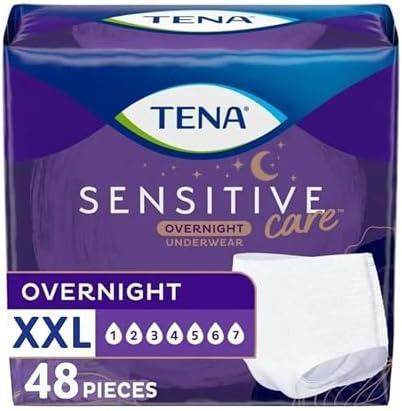 TENA Sensitive Care Overnight Incontinence Underwear for Women, XX-Large, 48 Count (New Sizing)