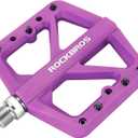 ROCKBROS Mountain Bike Pedals MTB Pedals Lightweight Nylon Composite Bicycle Flat Pedals 9/16" DU Bearing Bike Platform Pedals for BMX MTB Mountain Road Bike (Purple)