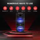 Pyle Portable Bluetooth Speaker | 600W System with Dual 8" Woofers Charcoal Rechargeable portable Bluetooth speaker with USB playback, FM radio, party lights, mic/guitar input, and remote control