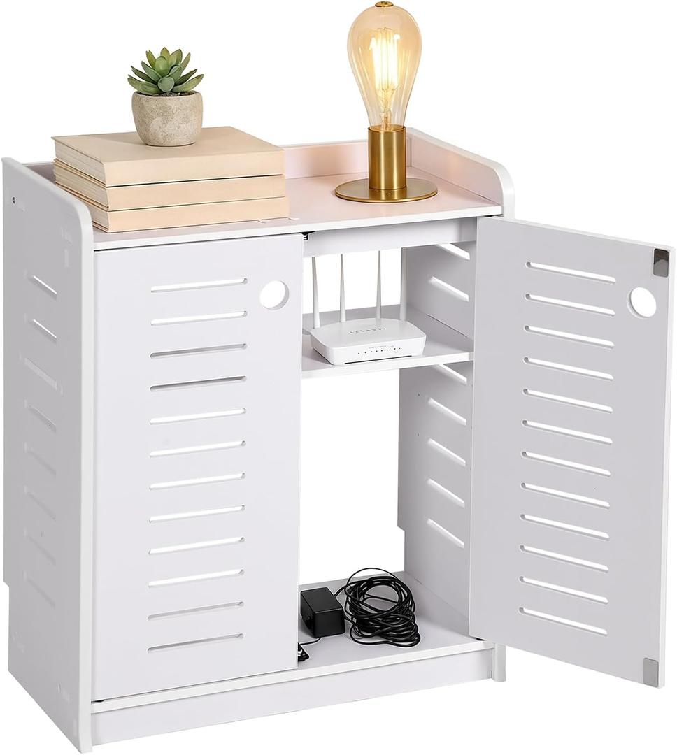 WiFi Router Storage Cabinet, Router Hider Box, Elegant White