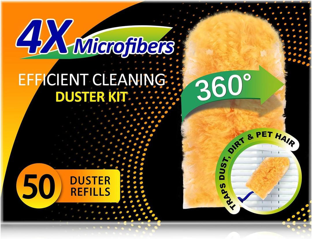Duster Refills 50 Counts, 360° Heavy Duty Multi Surface Duster Refills for Cleaning, Compatible with Swiffer Dusters