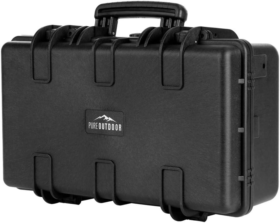 Monoprice Weatherproof Hard Case - 22 x 14 x 8 Inches, With Customizable Foam, Shockproof, IP67, Ultraviolet And Impact Resistant Material, Black - Pure Outdoor Collection (20.3 Liter)