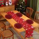 Set of 4 Christmas Placemats 15 Inch Scalloped Cotton Linen Placemats Embroidery Christmas Buffalo Plaid Placemat Washable Red and Black Plaid Place Mats for Xmas Holiday Dinner Table Setting Decor