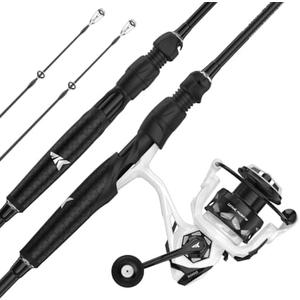 KastKing Lethal Phantom Twin-Tip Fishing Rod and Reel Combo | Baitcaster or Spinning Combo, IM6 Graphite Blank, PTS 2-Piece Design, Aluminum Oxide Guides, Superpolymer Grip, Smooth Drag (2000 Reel, 6'2" M Rod (2-Piece + Extra Tip) 5.2:1 gear ratio)