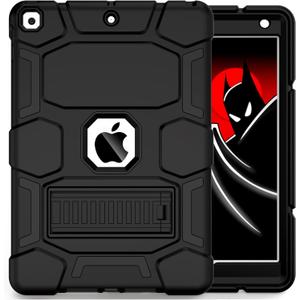 CCMAO iPad 9th Generation Case, iPad 8th/7th Generation Case, iPad 10.2 2021/2020/2019 Case with Kickstand, Heavy Duty Shockproof Hard Hybrid Three Layer Protective Cover, Black