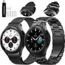 GOLDTOLUCK Compatible with Samsung Galaxy Watch 7 6 5 4 FE Band Pro Classic 43mm 47mm 45mm 40mm 44mm 42mm 46mm No Gap Milanese Mesh Magnetic Classy Elegant Casual Men Women Metal Business Stainless Steel (Black&Black)