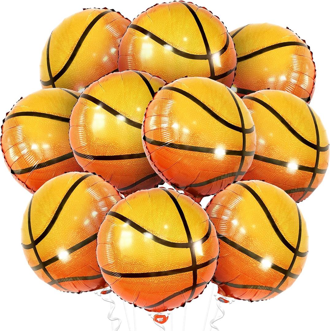 KatchOn, Big, Orange Foil Basketball Balloons - 18 Inch, Pack Of 10 | Basketball Decorations For Homecoming, basketball Birthday Party Decoration | Space Jam Party decorations, Sports Balloon Arch Kit