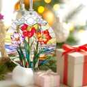 2 x Christmas Ornaments: Stained Glass-Style August Birth Flower Ornament  Christmas Tree Decorations, Holiday Party Gifts, Mother's Day & Birthday Gifts for Women, Mom & Grandma | Birth Flower Gift (May)