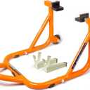 GRAND PITSTOP Motorcycle Stand, Paddock Lift Stand for Rear Wheel with Fork & Swingarm Spool,Weight Capacity 529 lbs/240 Kg's, Dismantable Stand, for Honda Kawasaki Suzuki Motorcycles, Orange