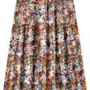 Women's Maxi Skirt with Pockets High Waisted Casual A-Line Pleated Long Skirts (XL)
