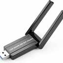 WiFi 6 USB Adapter, AXE5400 Tri-Band WiFi Adapter for Desktop PC&Laptop, WPA3 Security, Low Latency Wireless Dongle for Gaming, Wi-Fi Antenna Supports 2.4GHz/5GHz/6GHz, Compatible with Windows 11/10