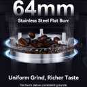 MOKKOM Professional 64mm Flat Burr Coffee Grinder with 100 Grind Settings, All-Metal Stainless Steel Body, Coffee Bean Grinder with Adjustable Electronic Timer, Anti-Static, LED Display