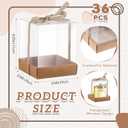36 Set 3.5 x 3.5 x 4.3 in Candle Gift Package Valentine's Transparent Box 4-18 oz Handmade Tealight Candle Holder Paper Bottom Ribbon for Wedding Baby Shower Party Mug(Kraft Color), 1 count