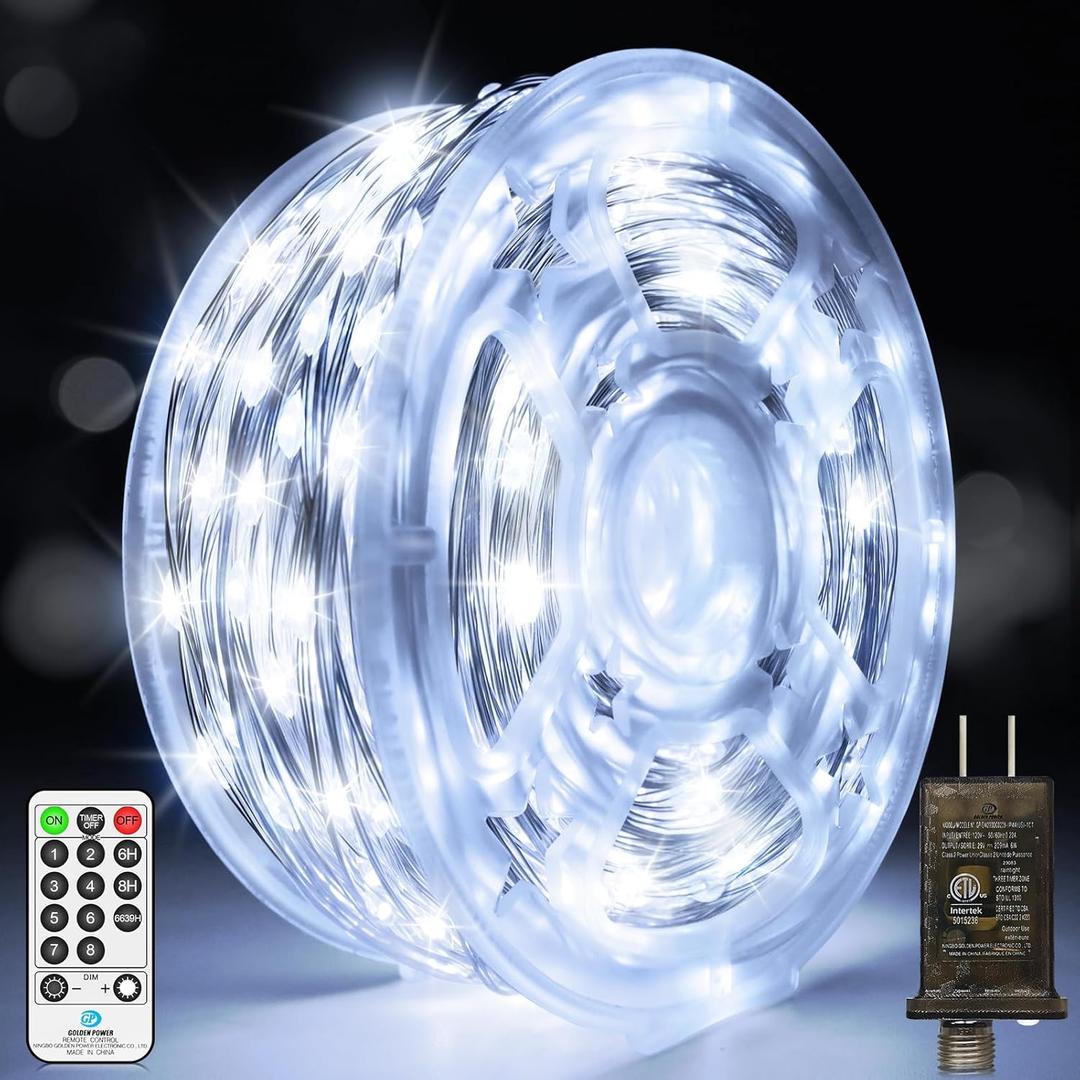JXLEDAYY 270 FT 800 LED Christmas Fairy Lights Plug in Xmas Lights Outdoor Decorations Waterproof String Lights with Timer 8 Modes Memory for Holiday Wedding Party Tree Wall Bedroom Garden-Cool White