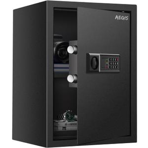 AEGIS 1.7 Cubic Feet Digital Safe, Large Electronic Safe Box with Digital Keypad & Override Keys, Removable Shelf, Heavy Duty Steel Security Cabinet for Home/Office/Dorm
