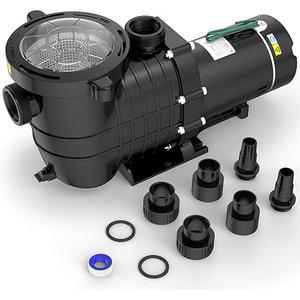 Seeutek 2.0 HP Pool Pump Above Ground and Inground,6800 GPH Powerful Self Primming Swimming Pool Pumps with Strainer Filter Basket,Upgraded 110V/220V Dual Voltage,1500W 60HZ Silent Operation.