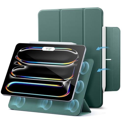 ESR for iPad Pro 11 Inch Case (M5/M4) 2025/2024, Strong Magnetic Attachment, Slim Trifold Stand Case, Supports Pencil Pro and Pencil(USB-C), Tough Protection, Auto Sleep/Wake, Rebound Series, Green