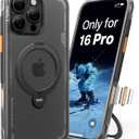 TORRAS Ostand Q3 Air for iPhone 16 Pro Case with Real Airbags, Mil-Grade Protection, Fit for MagSafe, 360 Magnetic Stand, Case for iPhone 16 Pro with Camera Control, Shockproof & Stylish, 6.3" Black