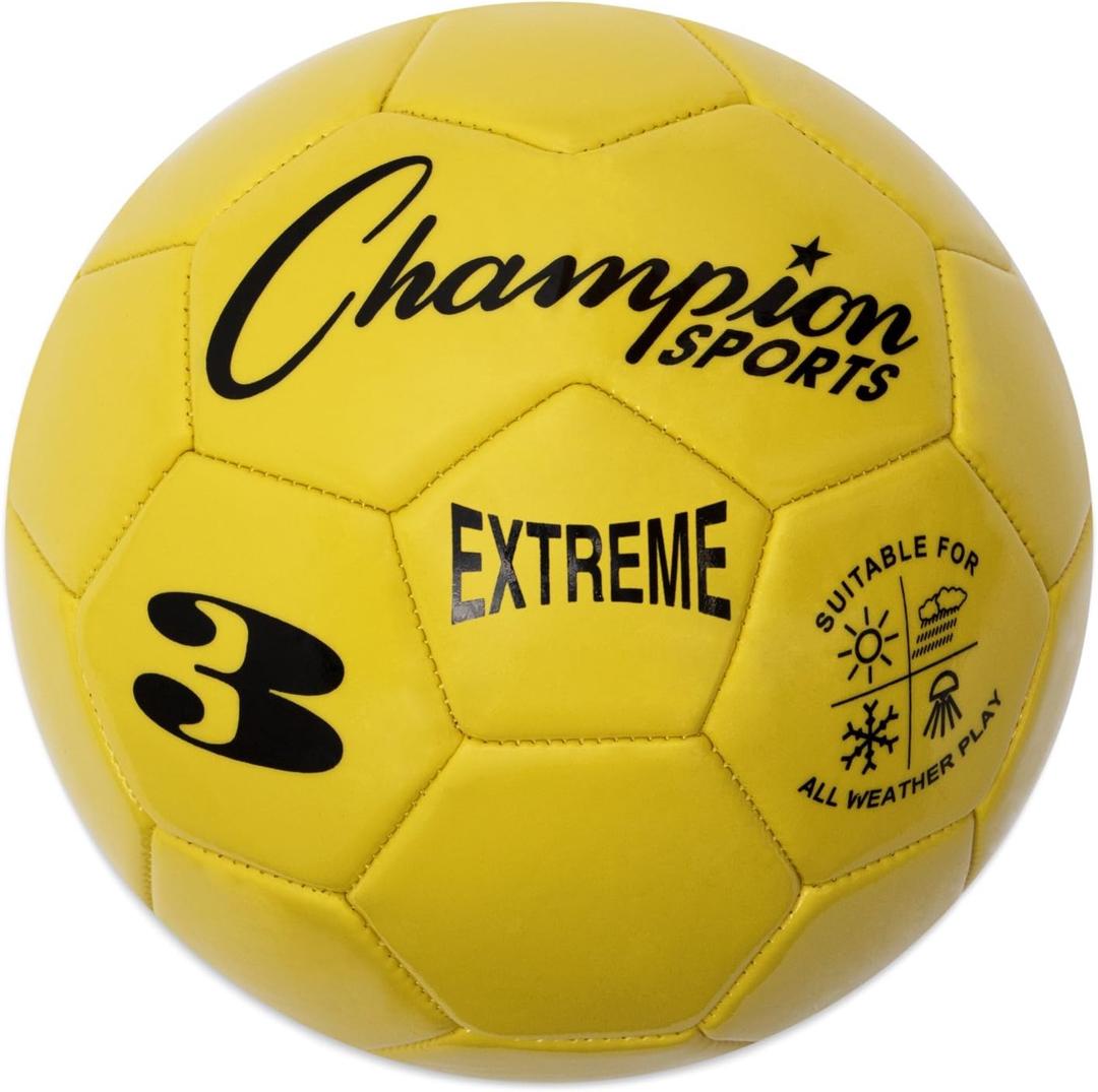 Champion Sports Extreme Series Soccer Ball  Sizes 3, 4, 5, Soft Touch, All Weather, High Air Retention, Youth & Adult League Balls for Training, Games, Outdoor & Indoor Play, Multiple Colors (Yellow)