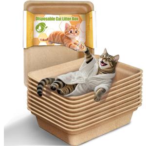 9-Pack Disposable Litter Boxes for Cats: Leak-Proof 3/6/9/20/32 Odor Control Tray for Kittens Rabbits Travel Indoor Easy to Dispose of