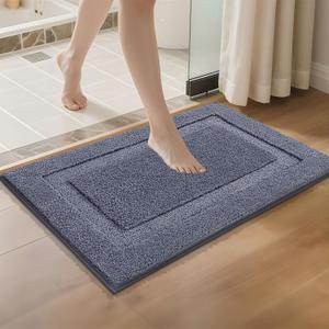 SHACOS Super Soft Bathroom Rugs 20x32 inch Non Slip Washable Bath Rugs Microfiber Bath Mats for Bathroom Floor Tub Shower Vanity Sink Decor Accessories, Dark Grey 1'8" x 2'8"