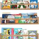 AZSKY Light Walnut Floating Shelves - Baby Nursery Decor Wall Book Shelves for Kids Room & Bathroom Decor - Set of 3, 24 Inch