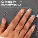 2 x Jsiallye French Tip Press on Nails,Multicolo French Press On Nails Extra Short Square,No Need to File 4 in 1 Gel Nail Tips Pre-lasting,Soak off False Nail Tips for Women Nail DIY Extension 15 Size