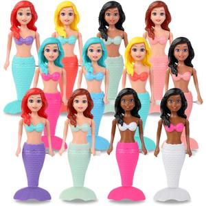 Mermaid Bath Toys for Toddlers Kids Girls - Princess Wind Up Tail Flap Floating Water Bathtub Toys, Swimming Pool Bathing Time Fun (12 Pack)