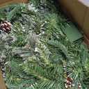 Christmas Garland Pre-lit 9 Ft with 50 Led Lights, Battery Operated Fireplace Stairs Mantle Door Indoor Outdoor, Decorated Pine Cone and Snow Style (Green White)