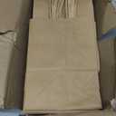 qiqee 50-Packs Brown Paper Gift Bags with Handles Bulk 8.3"x3"x 6" Small Size Paper Bags Multiple Uses (Small Size)