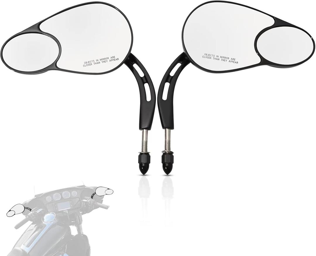 WOWTK Split Vision Rearview Mirrors fits for Harley 1982-2025 Most Models Road King Street Glide Road Glide Softail Iron 1200 Iron 883 Deluxe Fat Boy Sport Glide XG750 XG500 Sportster,Black