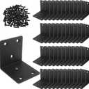 40PCS Black L Brackets Corner Bracket 2"x2"x2", Heavy Duty Corner Brace for Wood, Right Angle Brackets, 50MM 2Inch Wide 90 Degree Bracket for Wooden Frame Furniture Shelves Chairs