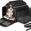 Petskd Top and Side Expandable Pet Carrier 18x11x11 Inches Delta United Airline Approved, SoftSided Carrier for Small Cats and Dogs with Locking Safety Zippers and AntiScratch Mesh(Blue)