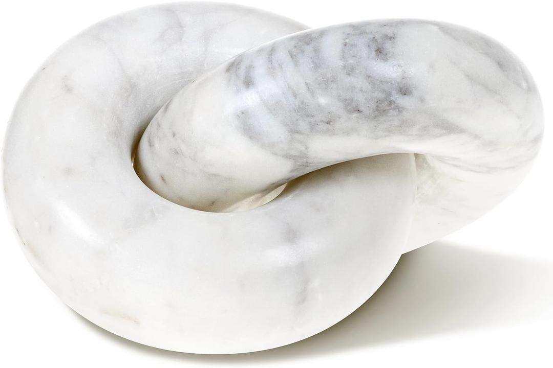 Sculptural Marble Knot That Instantly Elevates Your Shelf Styling - 6" Accent Piece for Coffee Tables, Bookshelves & Entryway Decor