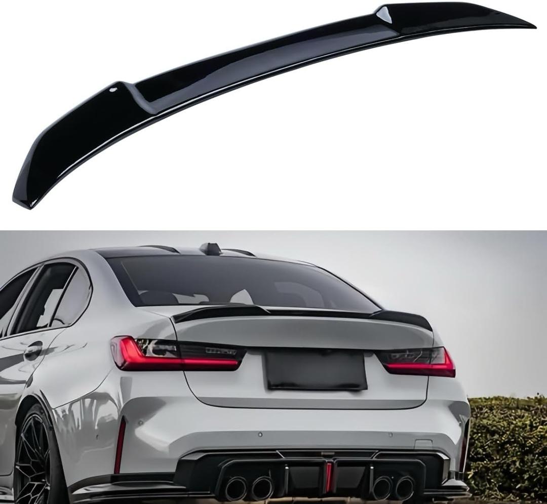 Oasiland Rear Spoiler Compatible with BMW G20 3 Series & G80 M3 2019-2025, MV Style Gloss Black Trunk Exterior Duckbill High Kick Tail Deck Lid Wing Lip Splitter 320i 320e 330i 330e M340i M3