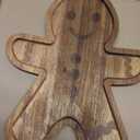 Bokon 12" Gingerbread Christmas Charcuterie Board Wooden Cutting Board Xmas Serving Platter Tray Cookie Plate for Cheese Bread Dessert Fruit, Gift for Christmas Party Holiday Decoration(Rubber Wood)