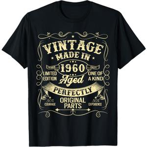 Vintage 1960 Made Or Born In 1960 Original Parts Birthday T-Shirt (2XL)