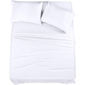 Utopia Bedding Full Sheet Set  4 Piece Bed Sheets for Full Size Bed, Soft and Breathable Microfiber, Includes 1 Fitted Sheet, 1 Flat Sheet and 2 Pillowcases (White)