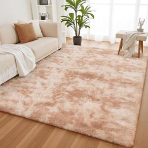 YOBATH Large 6x9 Area Rugs for Living Room Bedroom, Fluffy Fuzzy Shaggy Carpet Shag Rugs for Girls Boys Kids Indoor Floor Nursery Home Decor, Tie-Dyed Beige