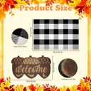 2 Pcs Thanksgiving Fall Rug Coir Door Mats Outdoor Pinecones Doormat for Front Nonslip Fall Welcome Rugs Funny Door Entrance Mat 2-in-1 Buffalo Plaid Rug for Autumn Porch Entryway Decor, 17x30