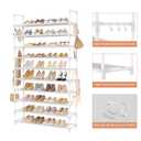 LANTEFUL Tall Shoe Rack 10 Tier Shoe Organizer Large Shoe Shelf with 18 Hooks Storage for 50 Pair Sneaker and Boot, Stackable Vertical Shoe Rack Organizer for Closet, Entryway, Bedroom, White