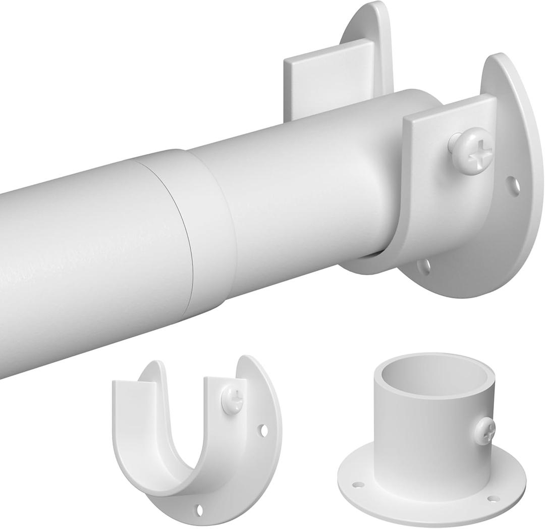 Closet Rods for Hanging Clothes,17 to 75 Inches 1.3 Inch Diameter Heavy Duty Metal Closet Rod Closet Bar for Wardrobes,Closet-White