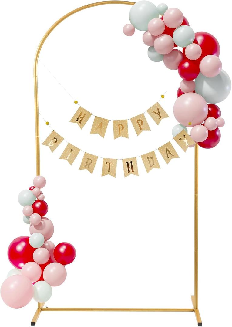 Metal Wedding Arch Backdrop Stand,6FT Gold Balloon Arched Frame Stand with Base for Wedding Ceremony Birthday Parties Bridal Shower Anniversary Baby Shower Celebration
