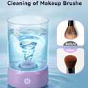 Makeup Brush Cleaner - 9000 RPM Electric Makeup Brush Cleaning Machine, IP65 Portable Make up Brush Cleaner for Makeup Sponges and Brushes (Purple) (Purple)