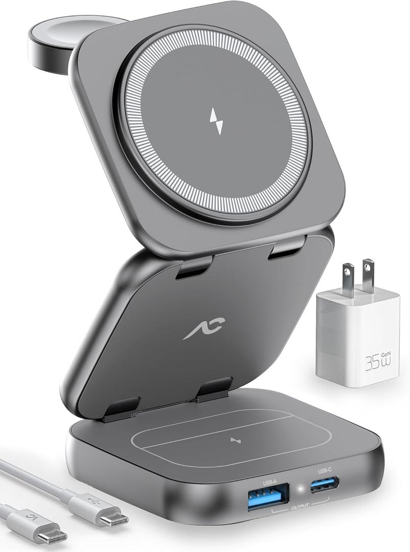 2024 Wireless Charger for Magsafe, AC Island 5-in-1 Portable Charging Station