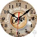 Wall Clocks Battery Operated, Retro Brown Coffee and Cup Silent Non Ticking Decorative Indoor Outdoor Wall Clocks for Living Room Kitchen Bedroom Bathroom 12"