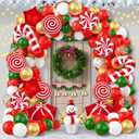 165PCS Christmas Balloons Garland Arch Kit, Xmas Red White Green Holiday Party Balloon Decorations with Candy Cane Gifts Box Red Star Foil Balloons for Christmas Themed Birthday Party Supplies